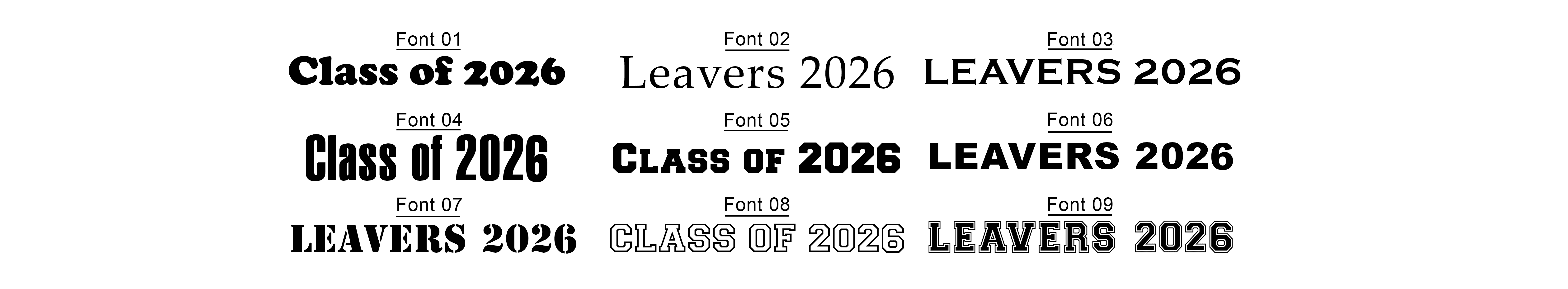 Leavers Hoods Fonts